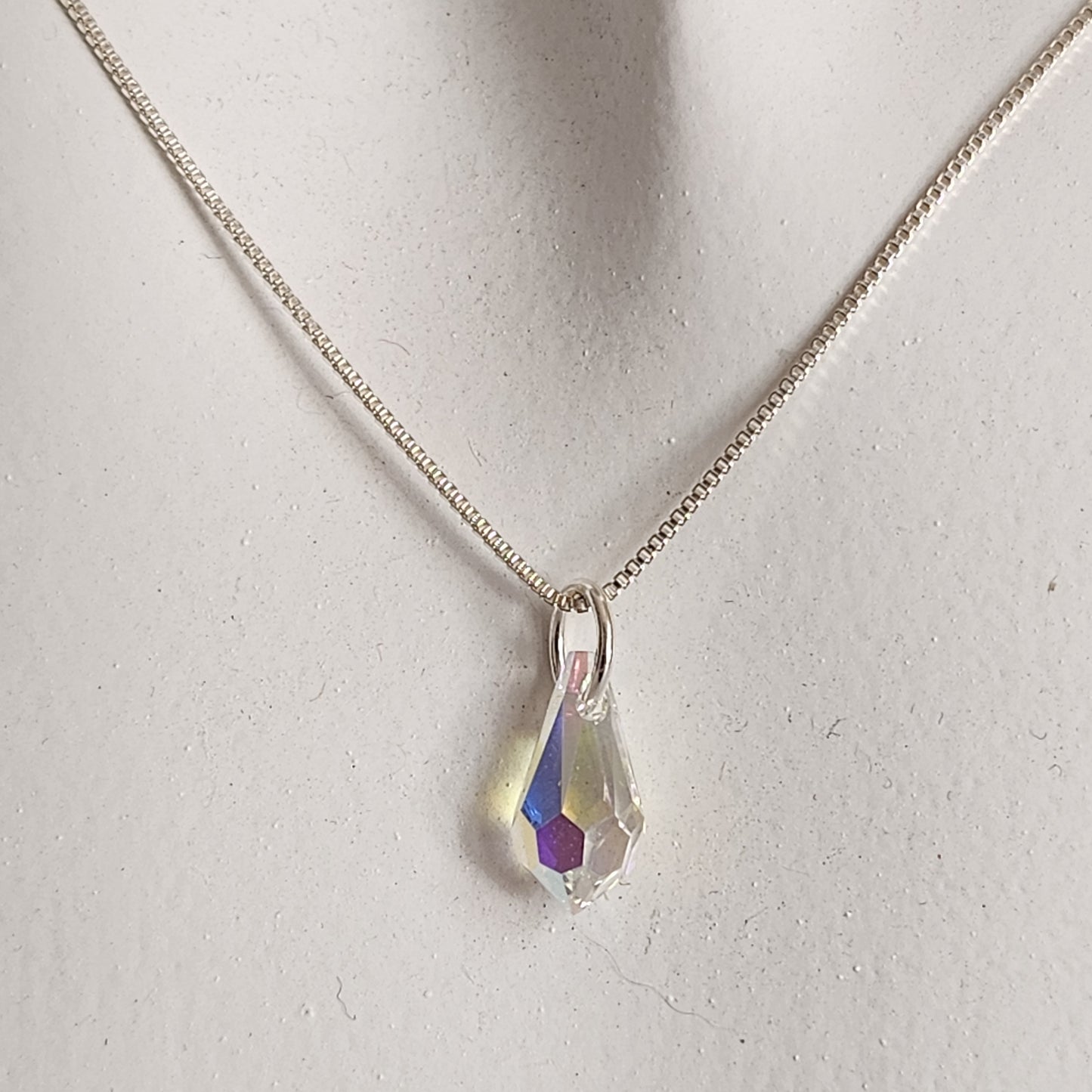 Collar Aros Lagrima Cristal Swarovski Elements Aurorar Plata 925