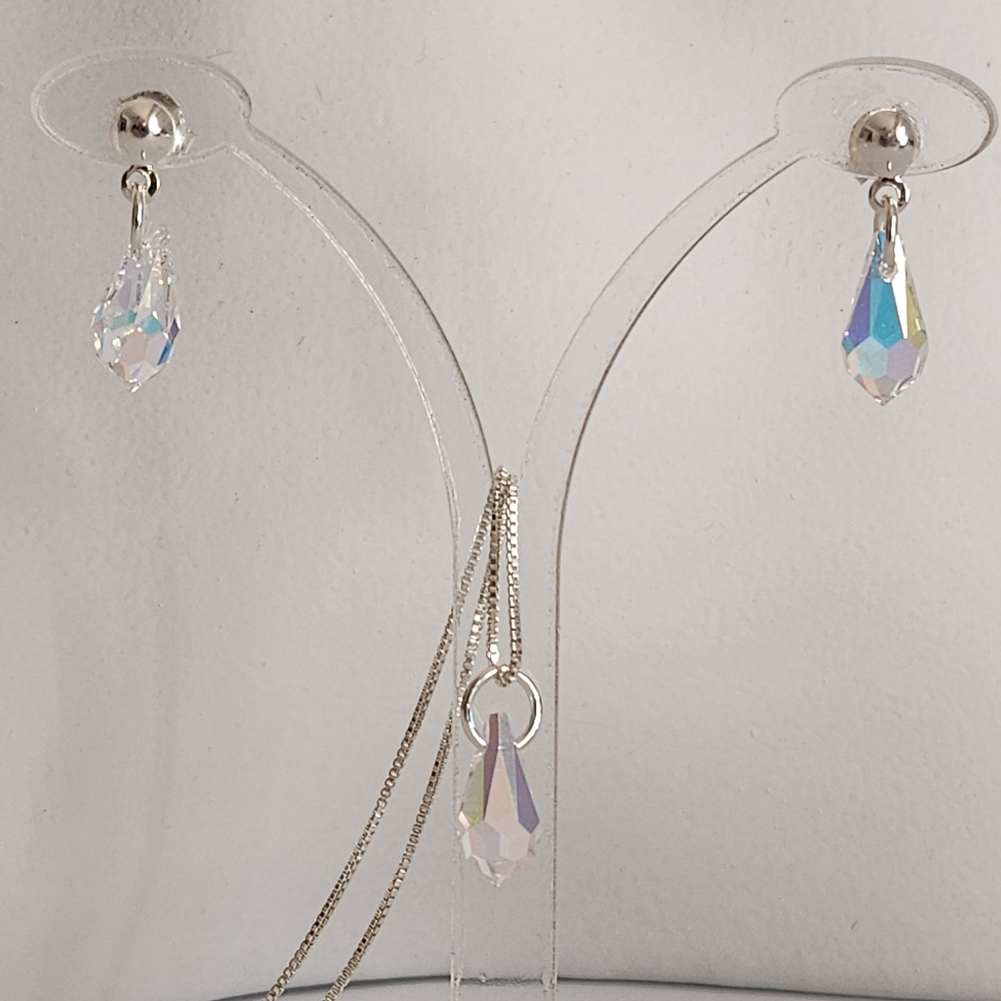 Collar Aros Lagrima Cristal Swarovski Elements Aurorar Plata 925