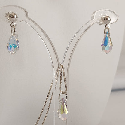 Collar Aros Lagrima Cristal Swarovski Elements Aurorar Plata 925