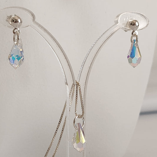 Collar Aros Lagrima Cristal Swarovski Elements Aurorar Plata 925