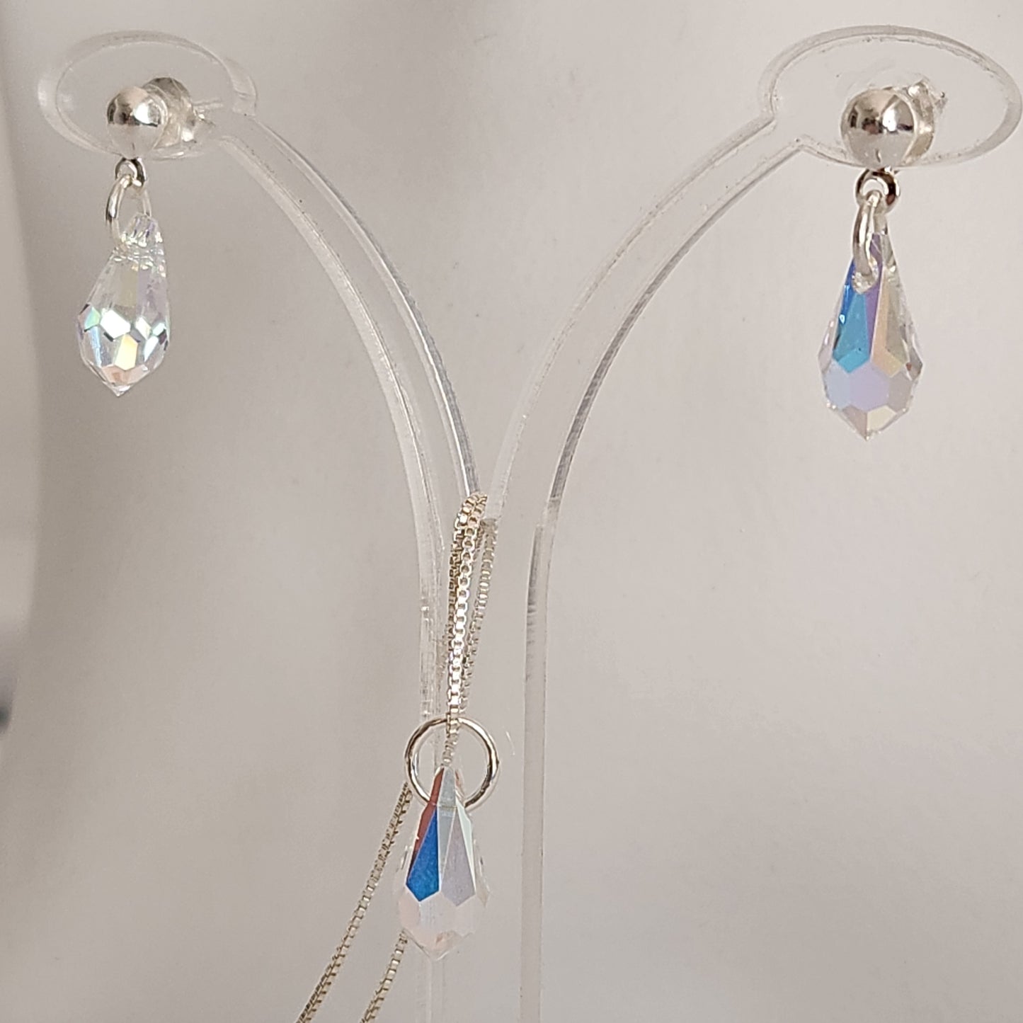 Collar Aros Lagrima Cristal Swarovski Elements Aurorar Plata 925