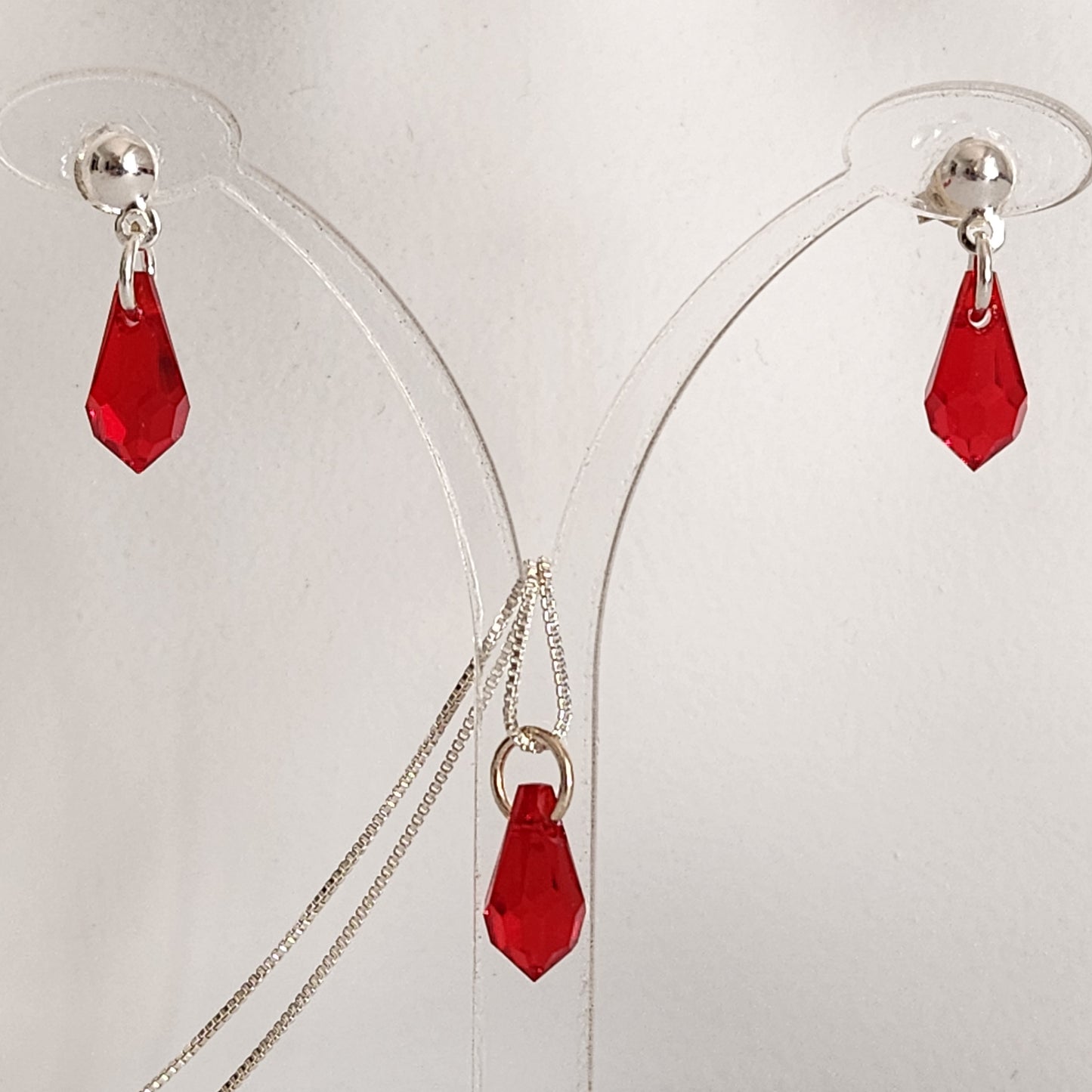 Collar Aros Lagrima Cristal Swarovski Elements Aurorar Plata 925
