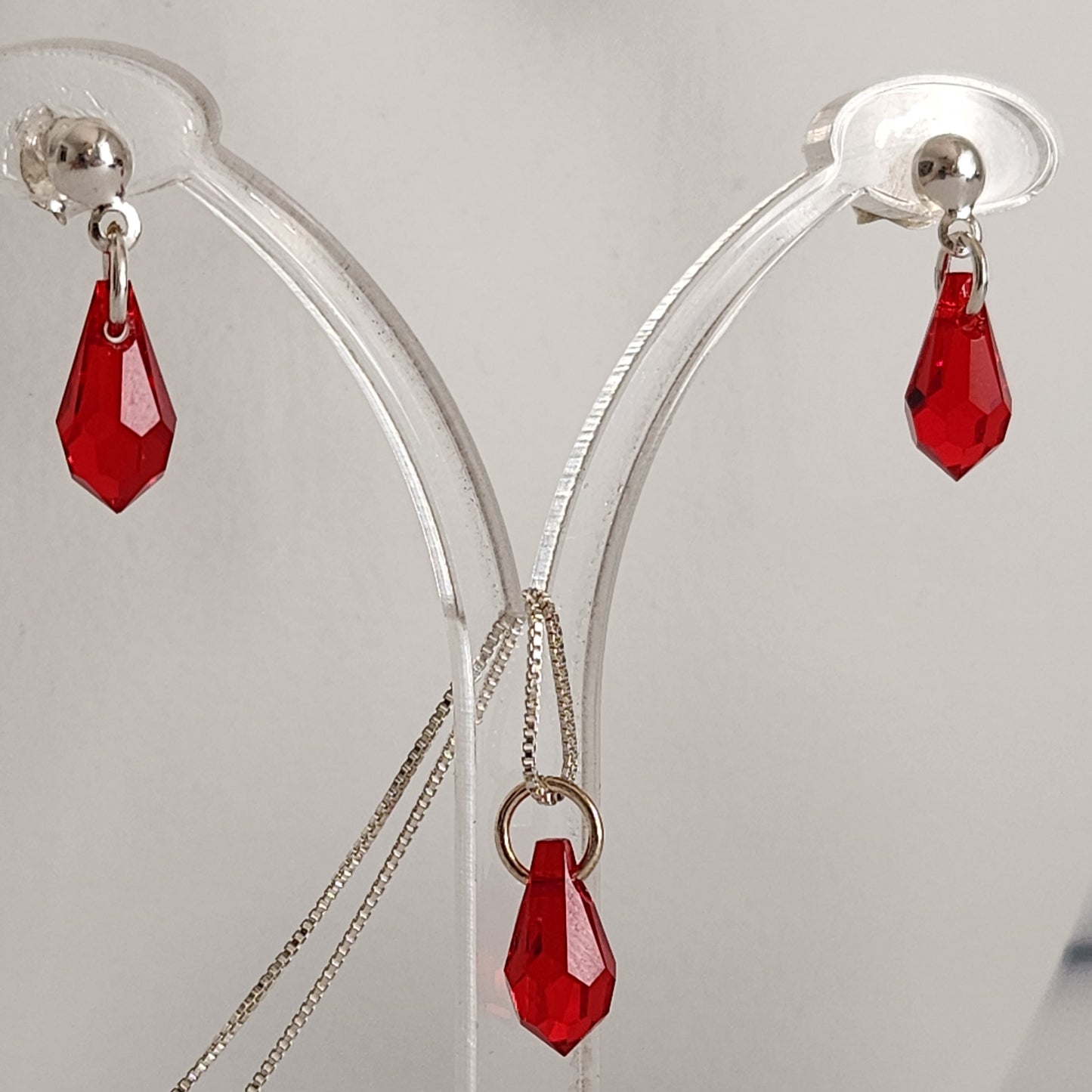Collar Aros Lagrima Cristal Swarovski Elements Aurorar Plata 925