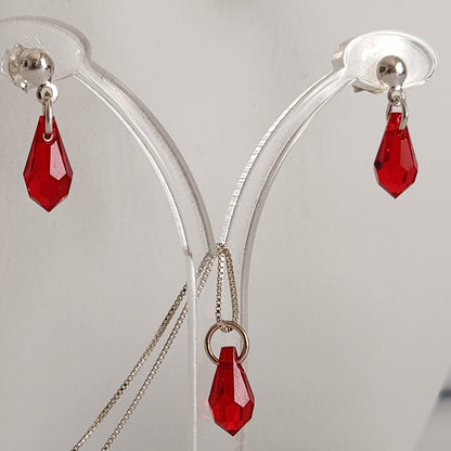 Collar Aros Lagrima Cristal Swarovski Elements Aurorar Plata 925