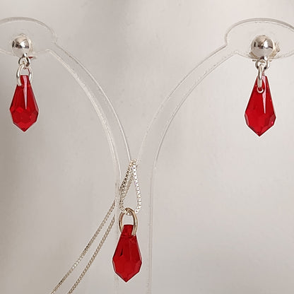 Collar Aros Lagrima Cristal Swarovski Elements Aurorar Plata 925