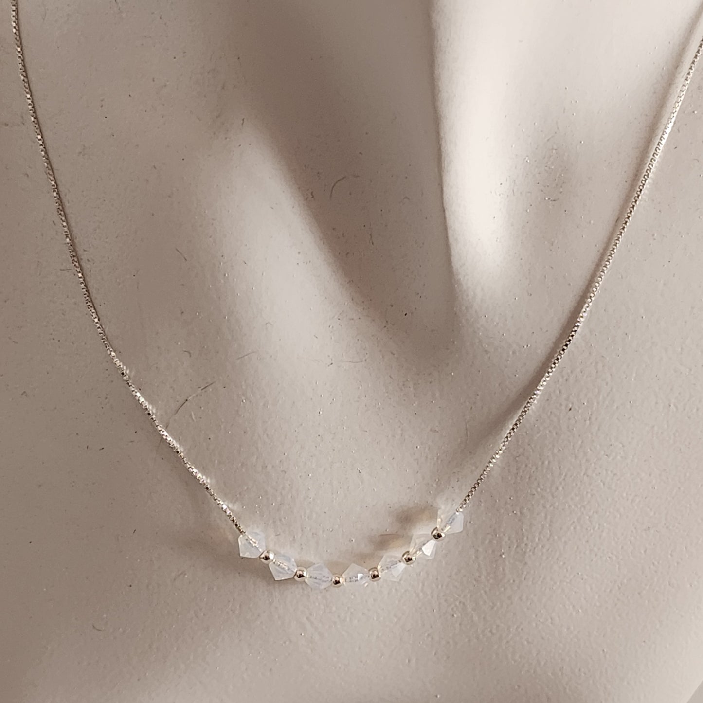 Collar Cadena Veneciana Cristal Swarovski Elements Plata 925 Varios Colores