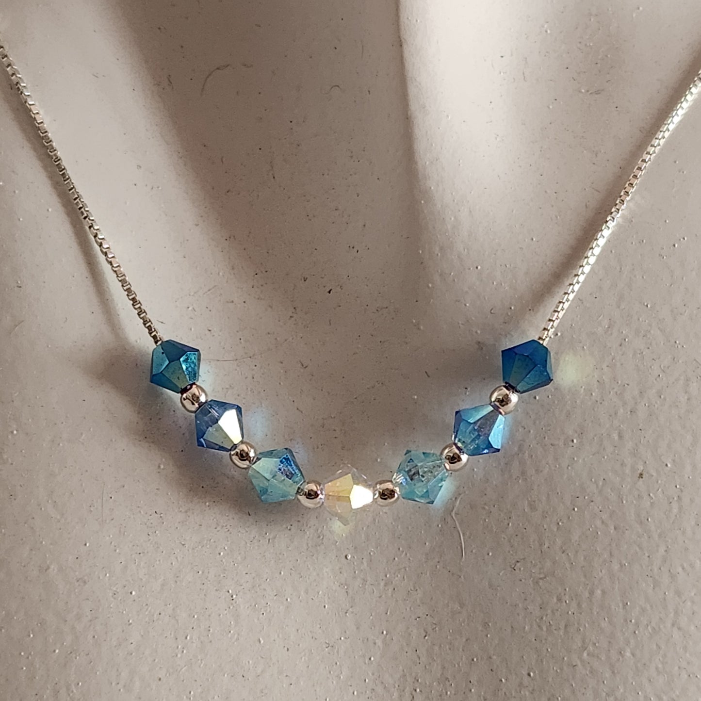 Collar Cadena Veneciana Cristal Swarovski Elements Plata 925 Varios Colores