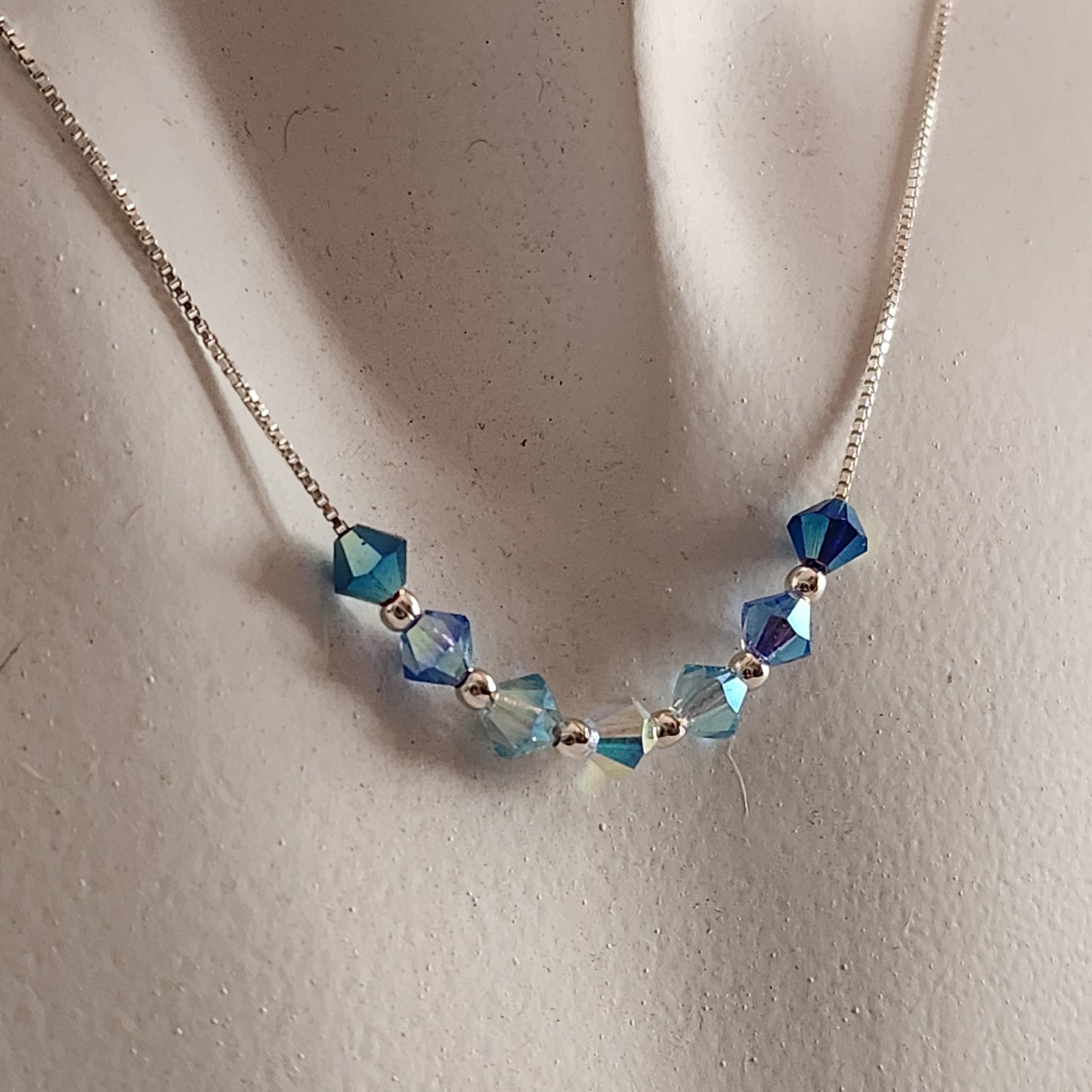 Collar Cadena Veneciana Cristal Swarovski Elements Plata 925 Varios Colores