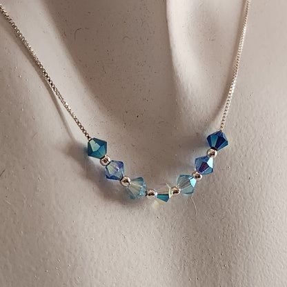 Collar Cadena Veneciana Cristal Swarovski Elements Plata 925 Varios Colores