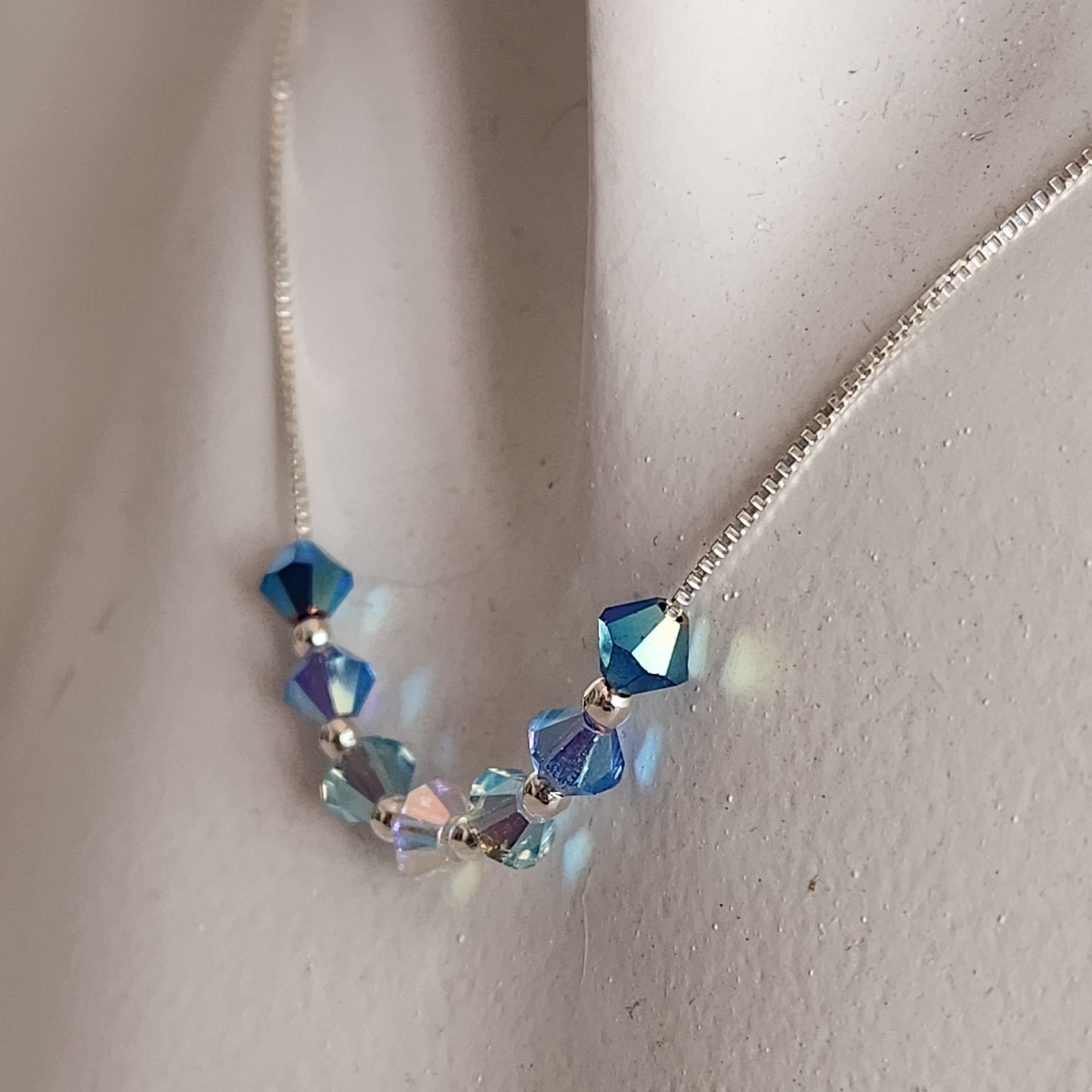 Collar Cadena Veneciana Cristal Swarovski Elements Plata 925 Varios Colores