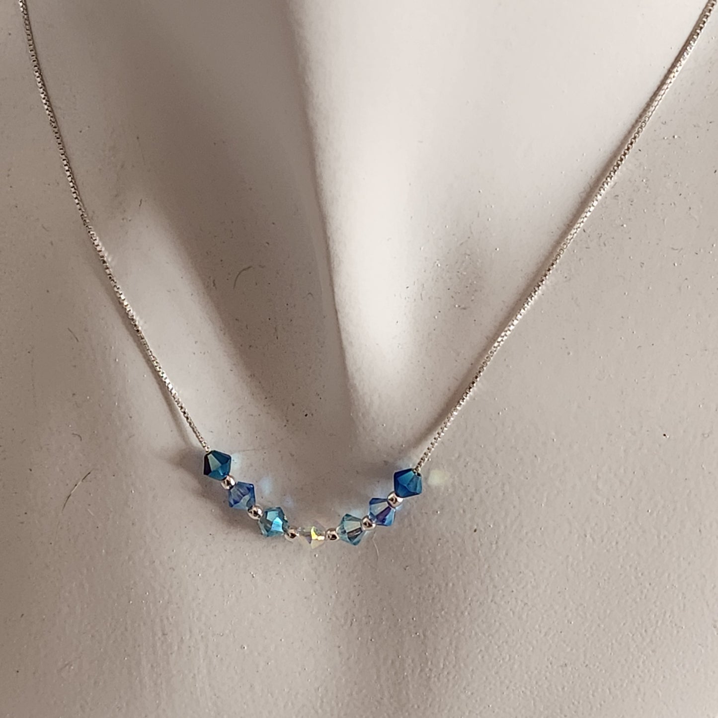 Collar Cadena Veneciana Cristal Swarovski Elements Plata 925 Varios Colores