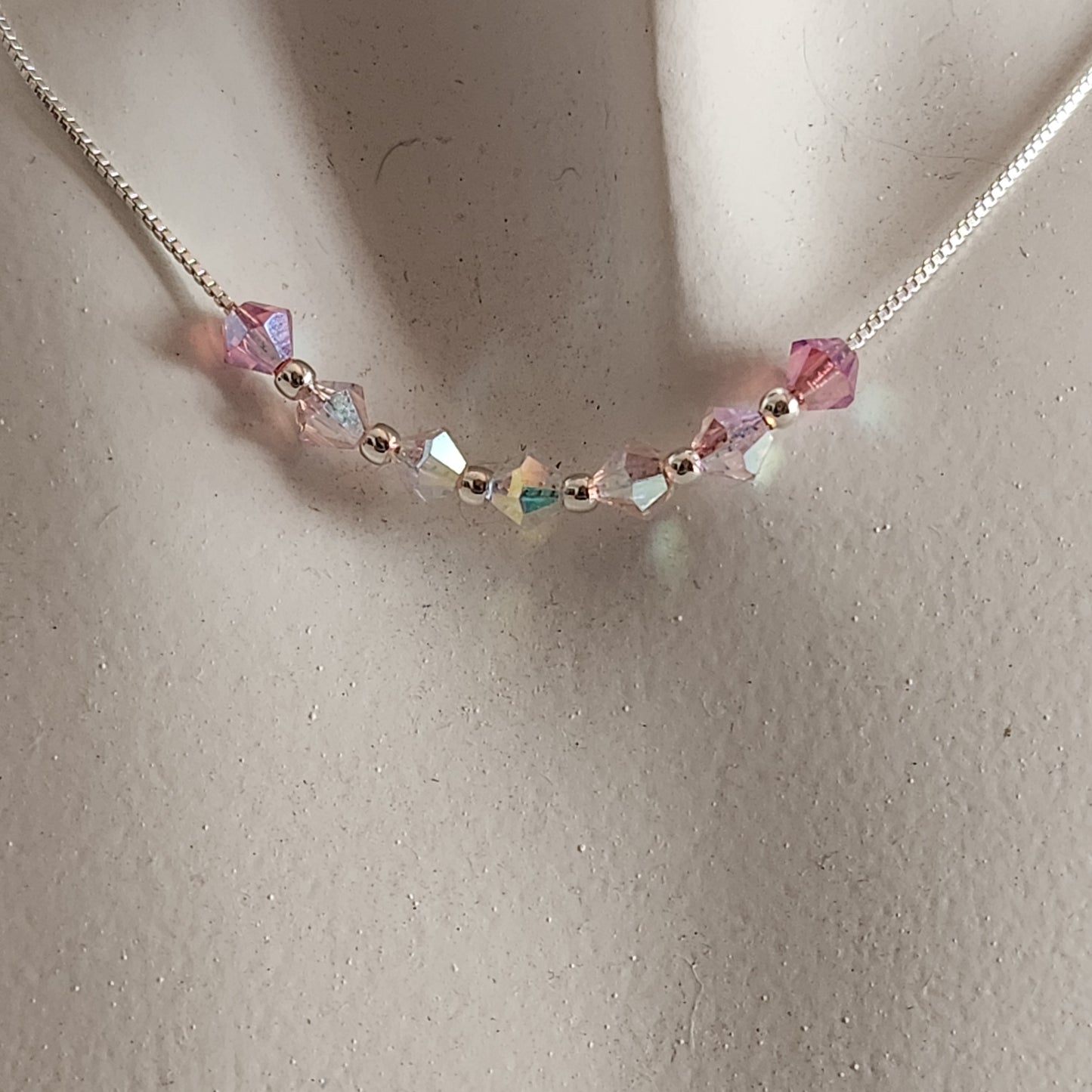 Collar Cadena Veneciana Cristal Swarovski Elements Plata 925 Varios Colores