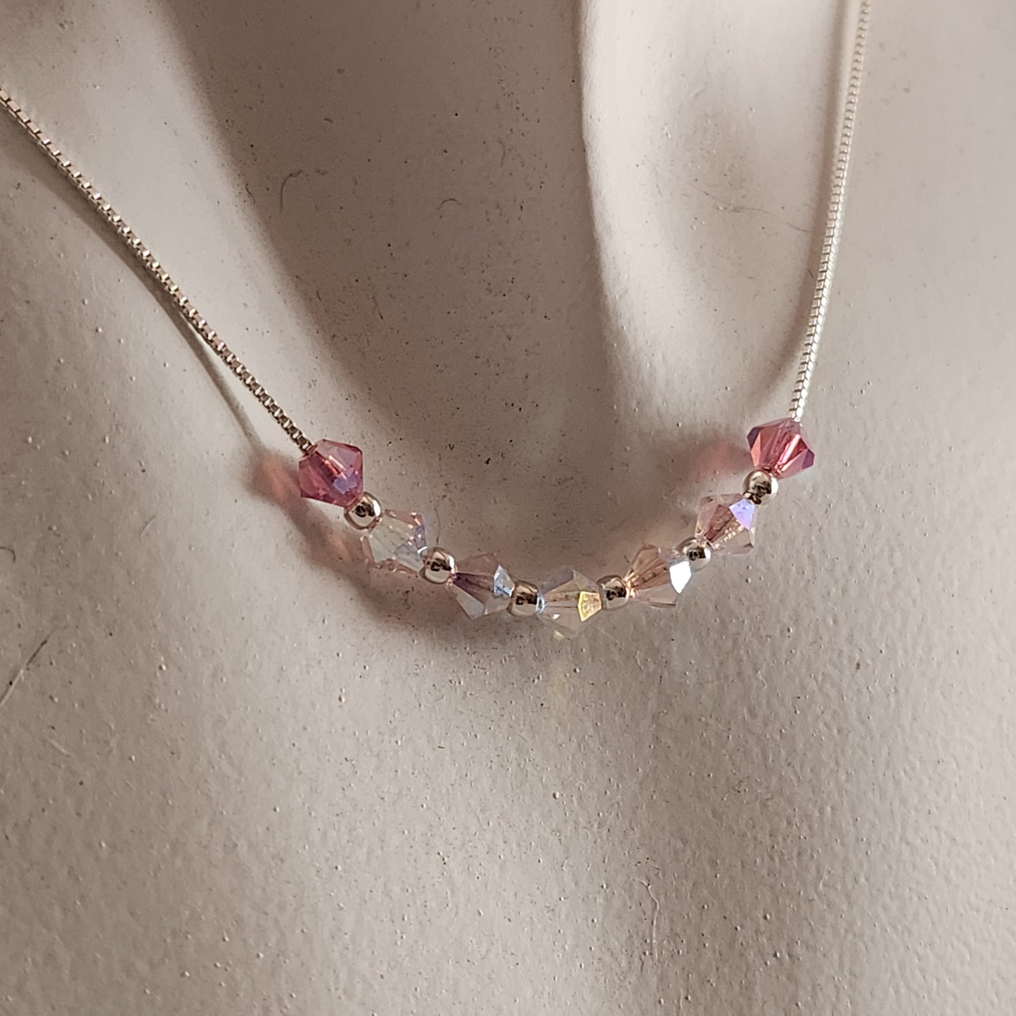 Collar Cadena Veneciana Cristal Swarovski Elements Plata 925 Varios Colores