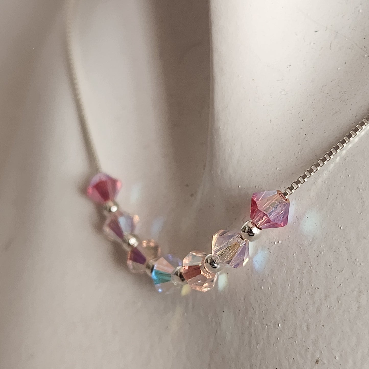 Collar Cadena Veneciana Cristal Swarovski Elements Plata 925 Varios Colores