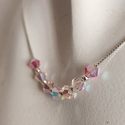 Collar Cadena Veneciana Cristal Swarovski Elements Plata 925 Varios Colores