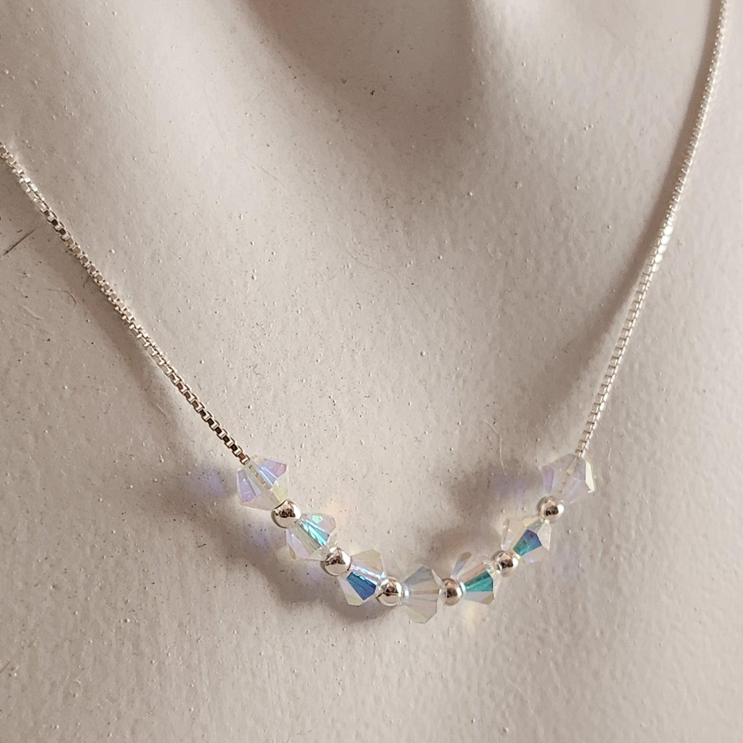 Collar Cadena Veneciana Cristal Swarovski Elements Plata 925 Varios Colores