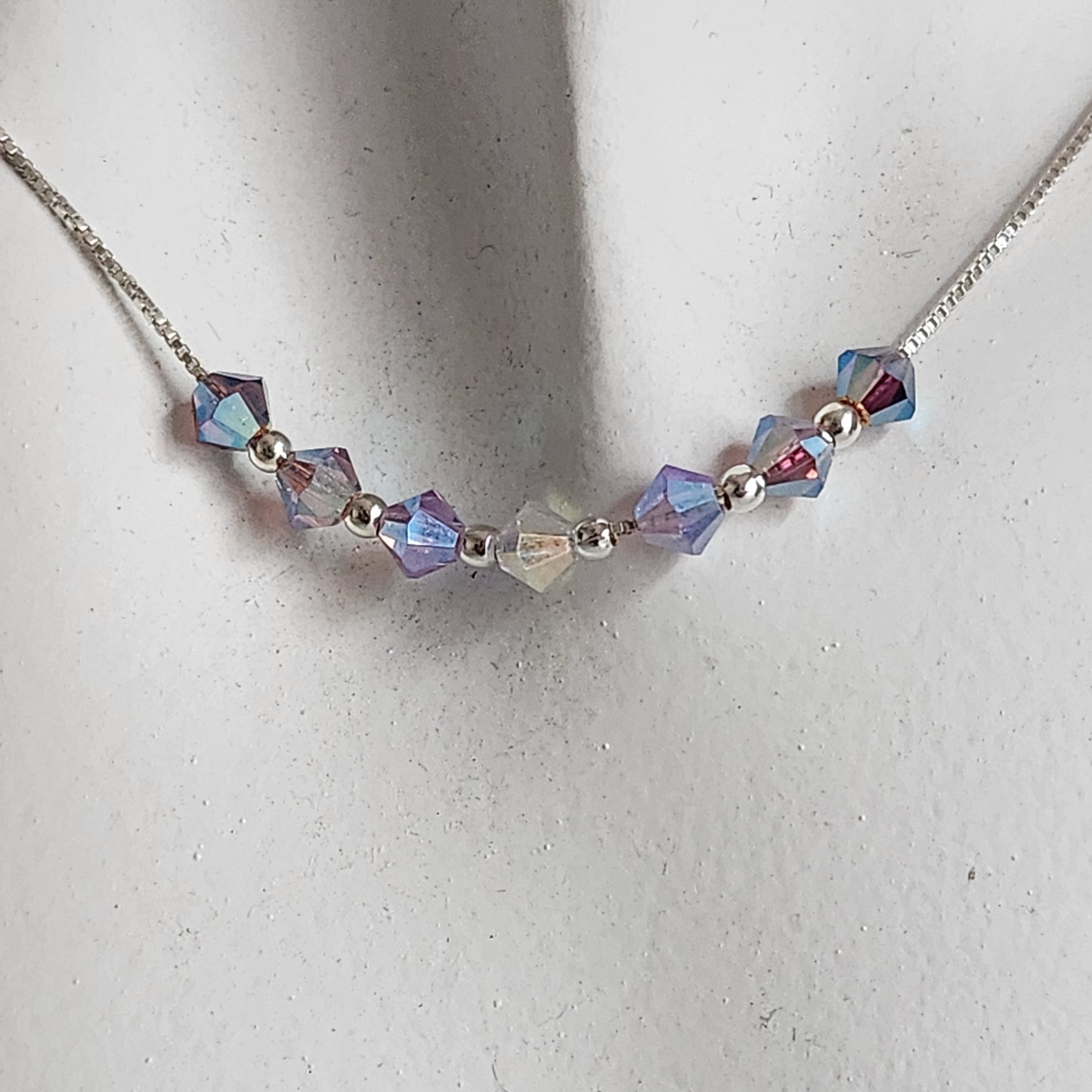Collar Cadena Veneciana Cristal Swarovski Elements Plata 925 Varios Colores