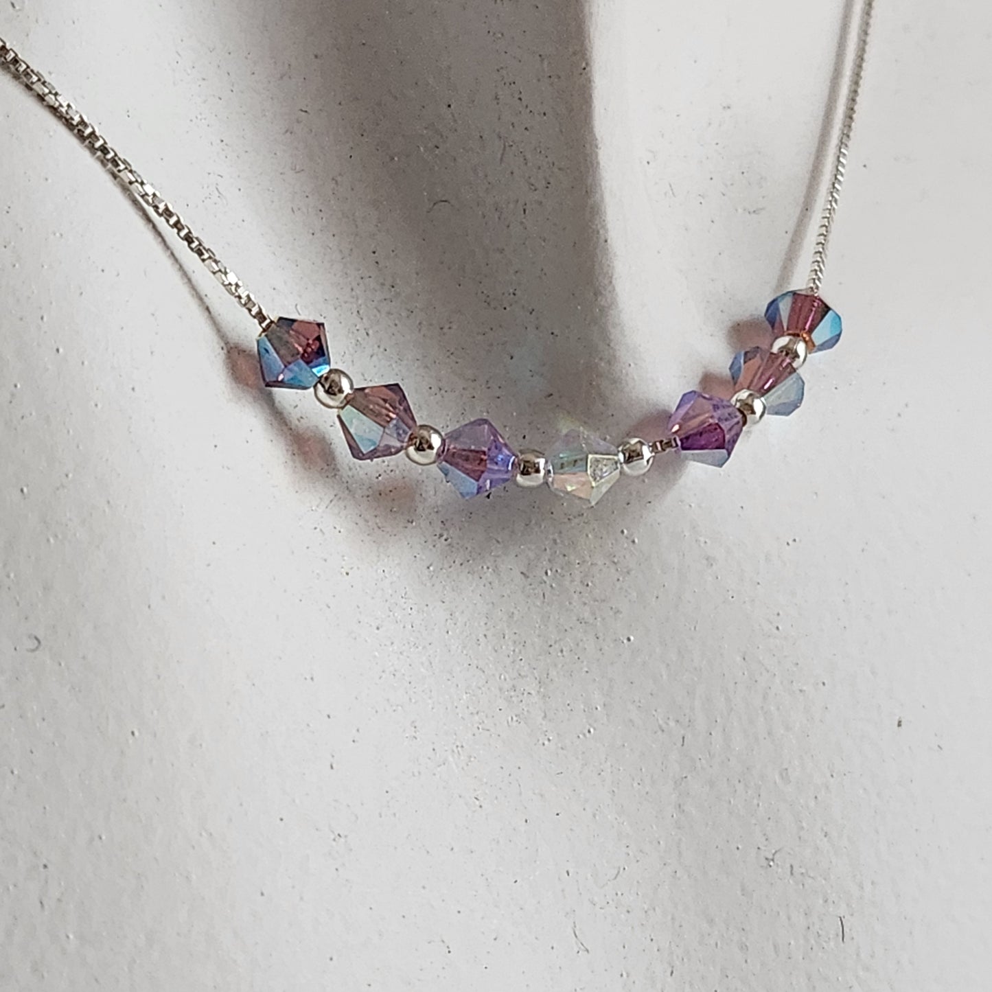 Collar Cadena Veneciana Cristal Swarovski Elements Plata 925 Varios Colores