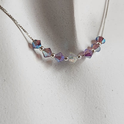 Collar Cadena Veneciana Cristal Swarovski Elements Plata 925 Varios Colores