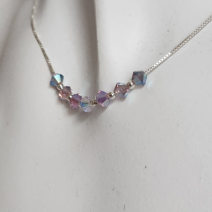 Collar Cadena Veneciana Cristal Swarovski Elements Plata 925 Varios Colores