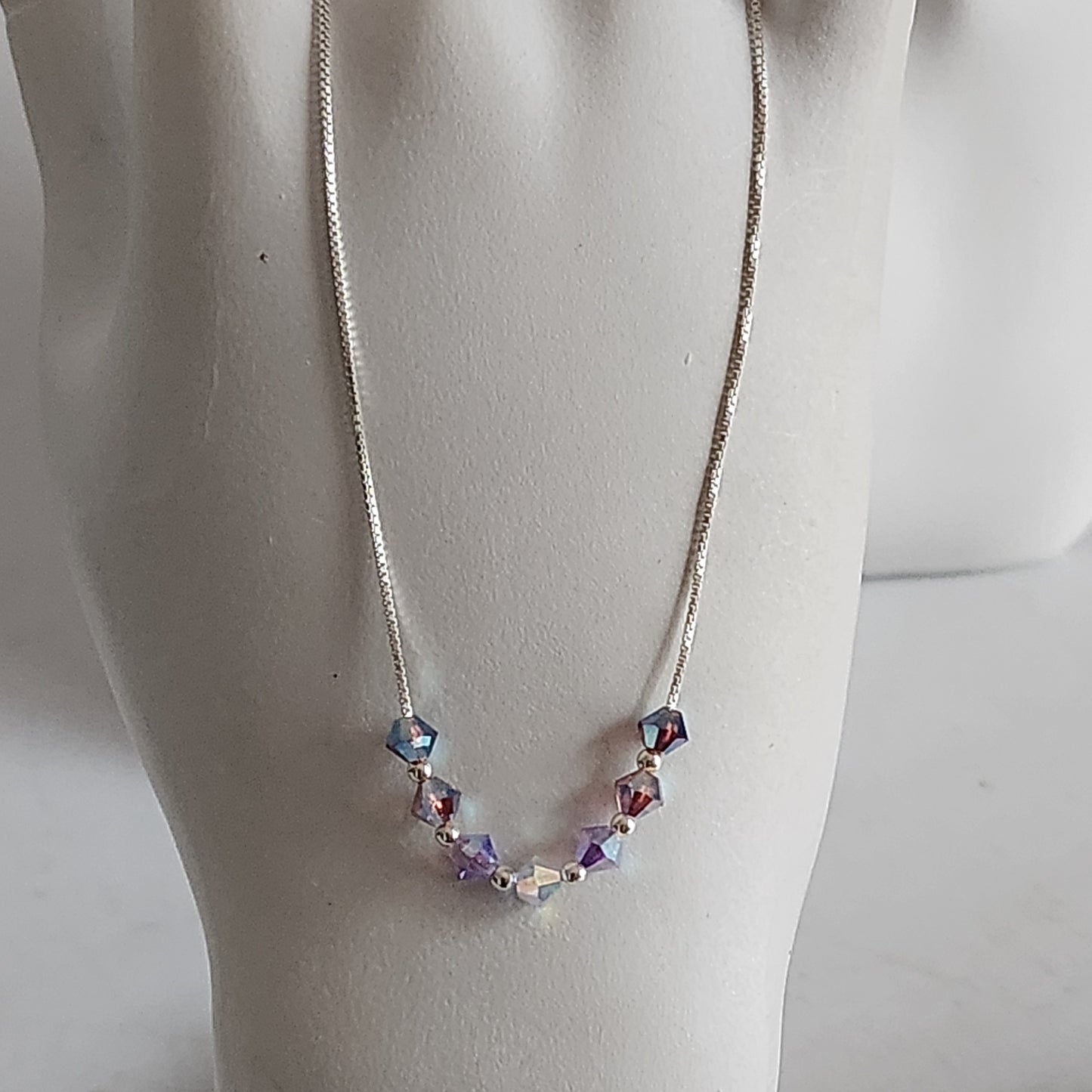 Collar Cadena Veneciana Cristal Swarovski Elements Plata 925 Varios Colores