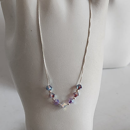 Collar Cadena Veneciana Cristal Swarovski Elements Plata 925 Varios Colores