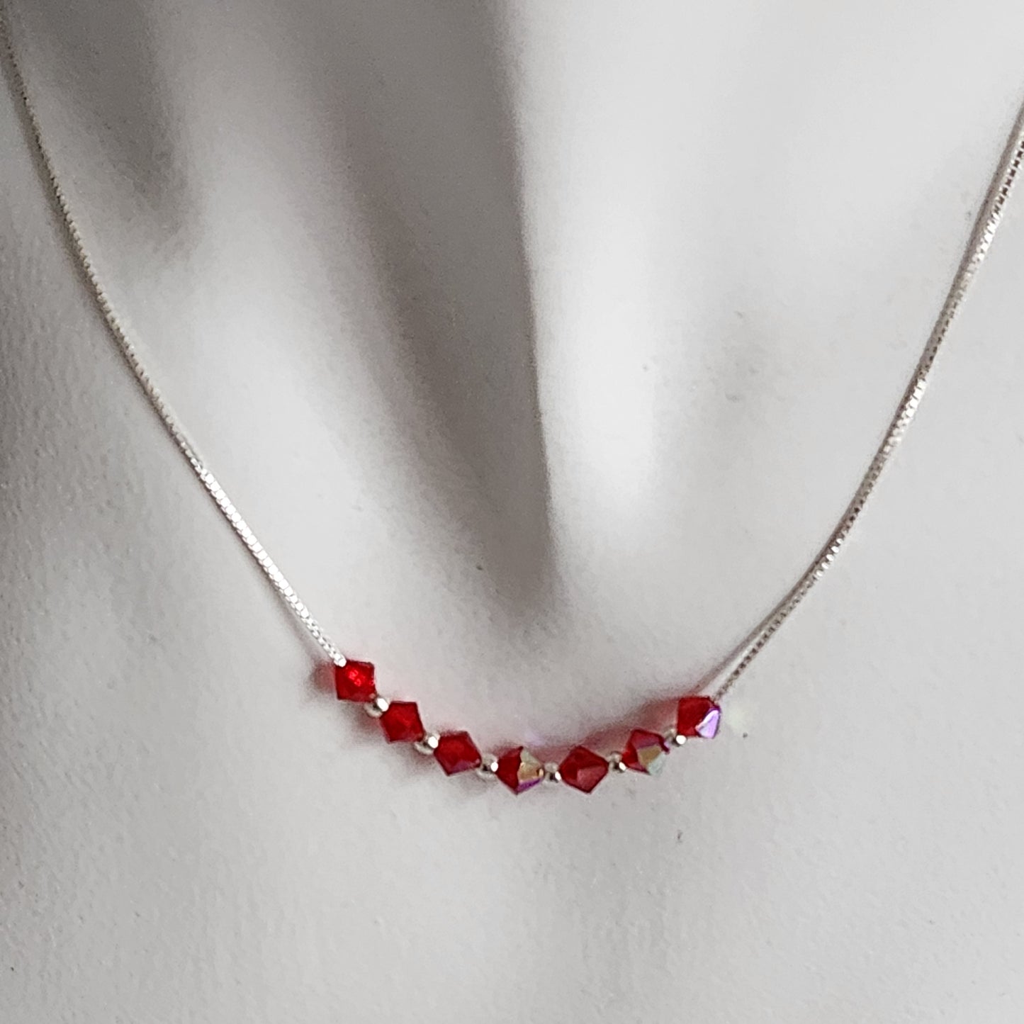 Collar Cadena Veneciana Cristal Swarovski Elements Plata 925 Varios Colores