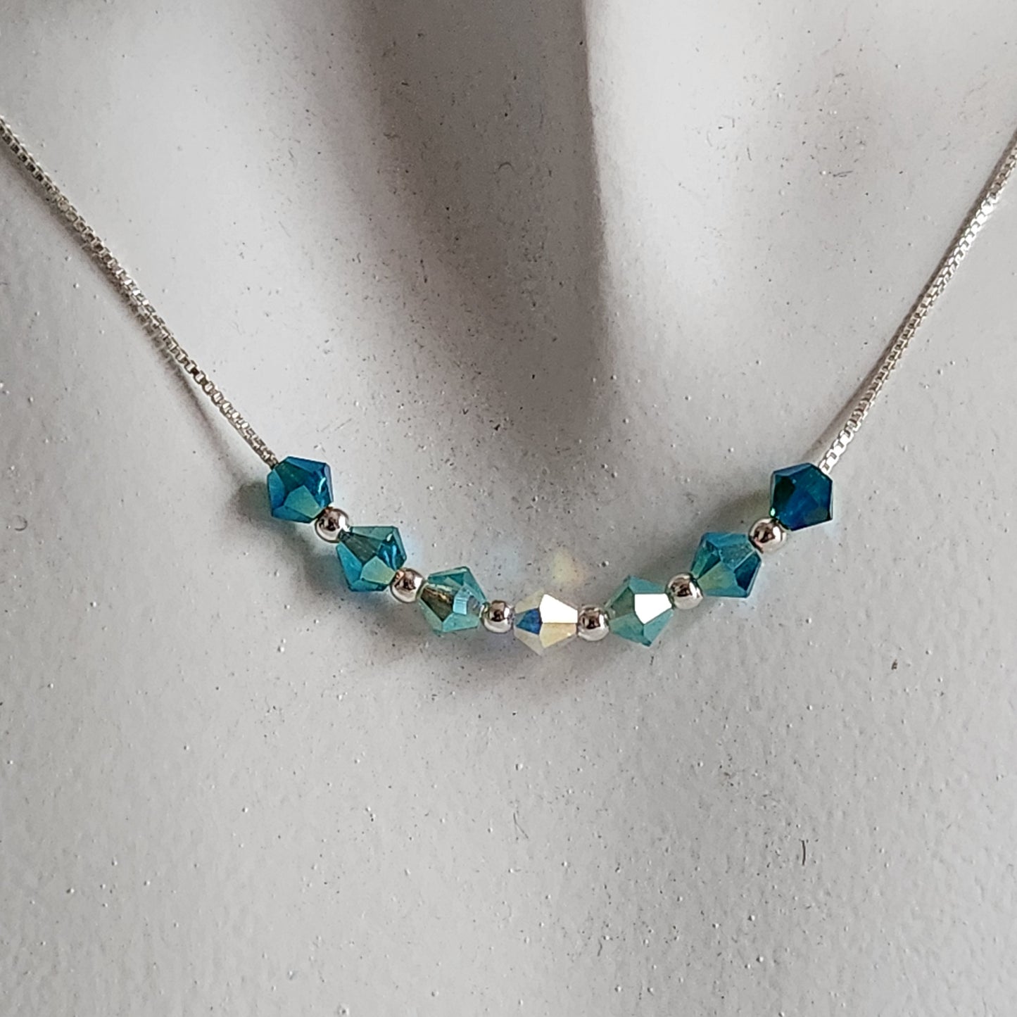Collar Cadena Veneciana Cristal Swarovski Elements Plata 925 Varios Colores