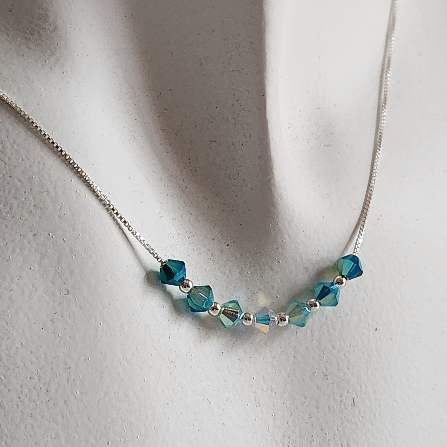 Collar Cadena Veneciana Cristal Swarovski Elements Plata 925 Varios Colores