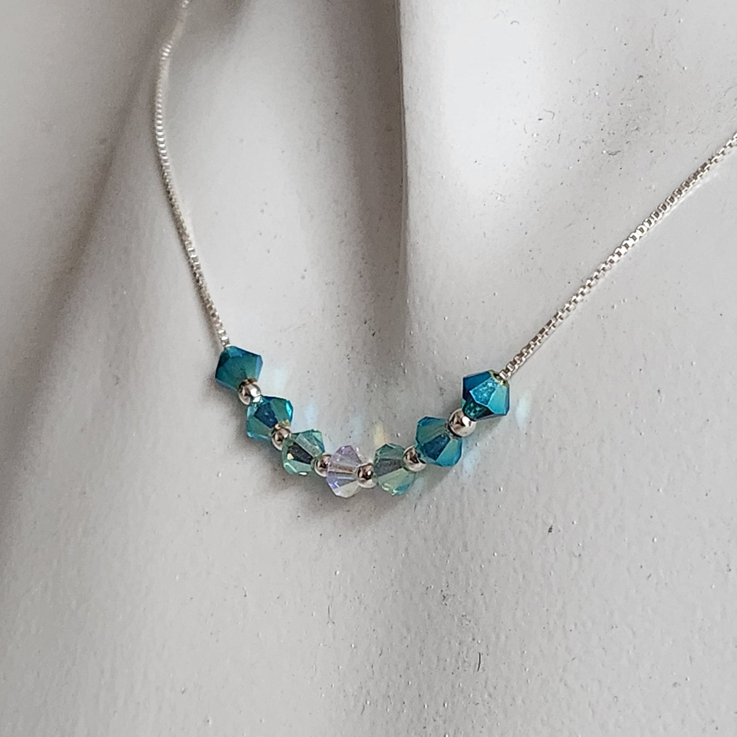 Collar Cadena Veneciana Cristal Swarovski Elements Plata 925 Varios Colores