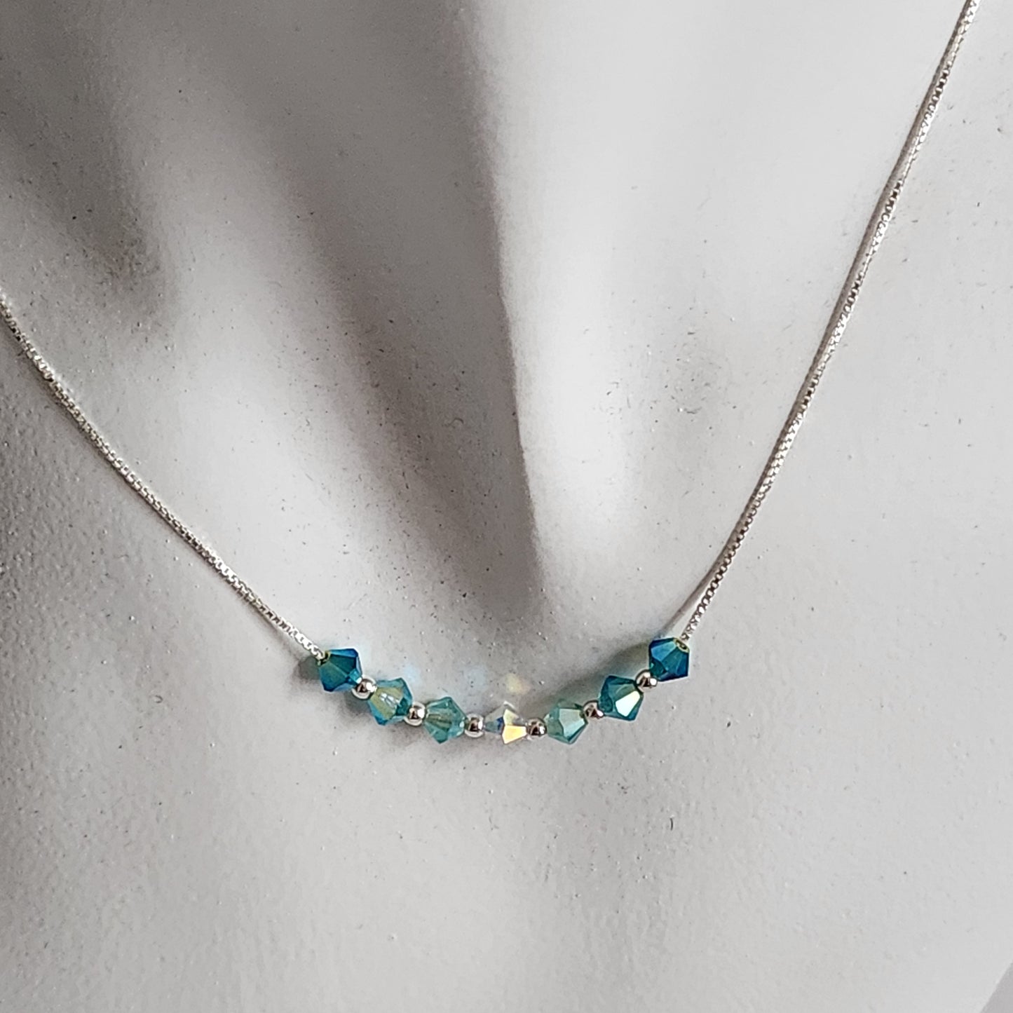 Collar Cadena Veneciana Cristal Swarovski Elements Plata 925 Varios Colores
