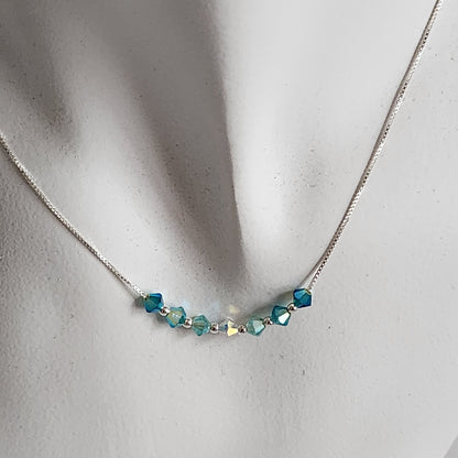 Collar Cadena Veneciana Cristal Swarovski Elements Plata 925 Varios Colores