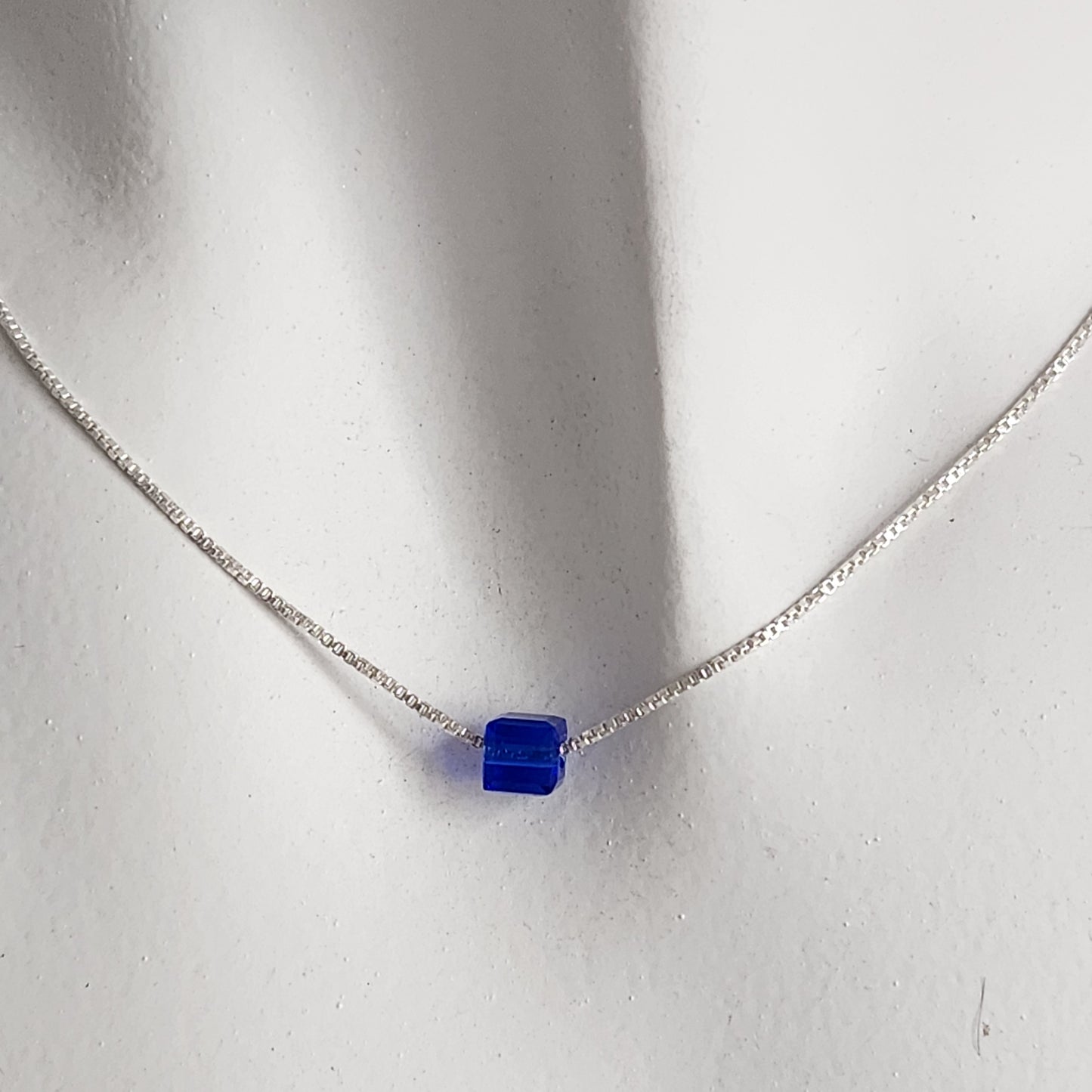 Collar Dije Cubo 4mm Cristal Swarovski Elements plata 925