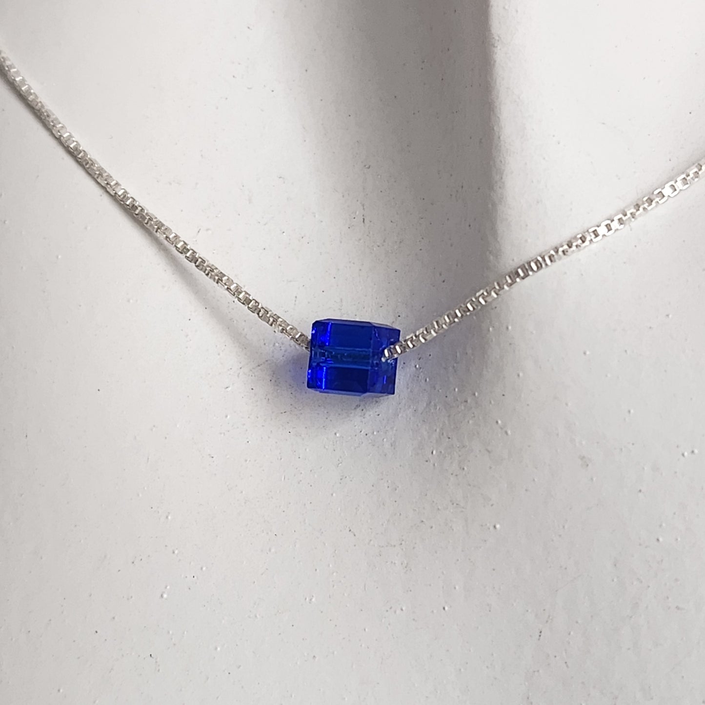 Collar Dije Cubo 4mm Cristal Swarovski Elements plata 925