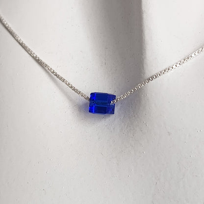 Collar Dije Cubo 4mm Cristal Swarovski Elements plata 925