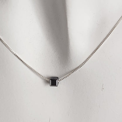 Collar Dije Cubo 4mm Cristal Swarovski Elements plata 925