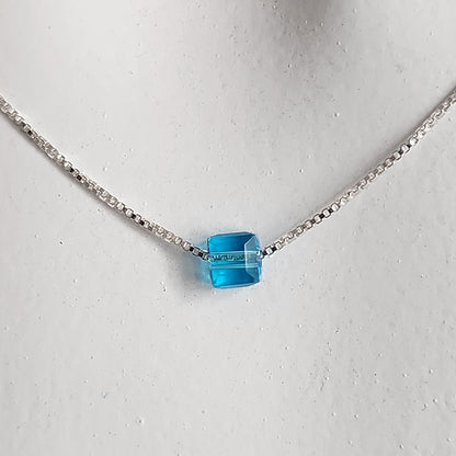 Collar Dije Cubo 4mm Cristal Swarovski Elements plata 925
