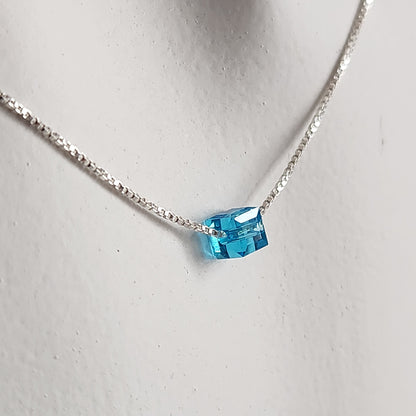 Collar Dije Cubo 4mm Cristal Swarovski Elements plata 925