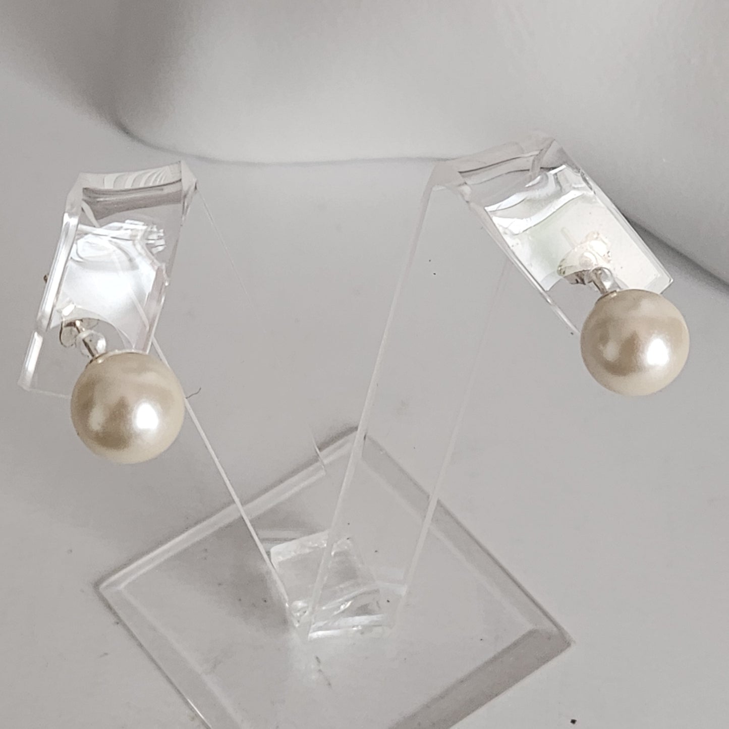 Aros Perla Premium Austria 10mm White Blanca Plata 925