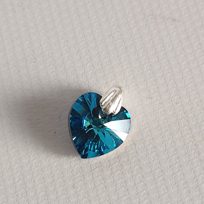 Dije Cristal Swarovski Elements Corazón 10mm Plata 925 Varios Colores