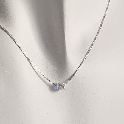 Collar Dije Cubo 4mm Cristal Swarovski Elements plata 925