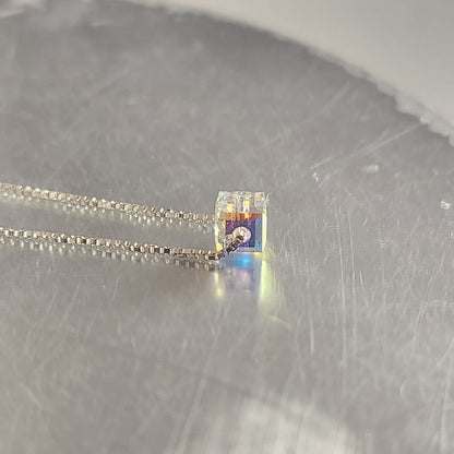 Collar Dije Cubo 4mm Cristal Swarovski Elements plata 925