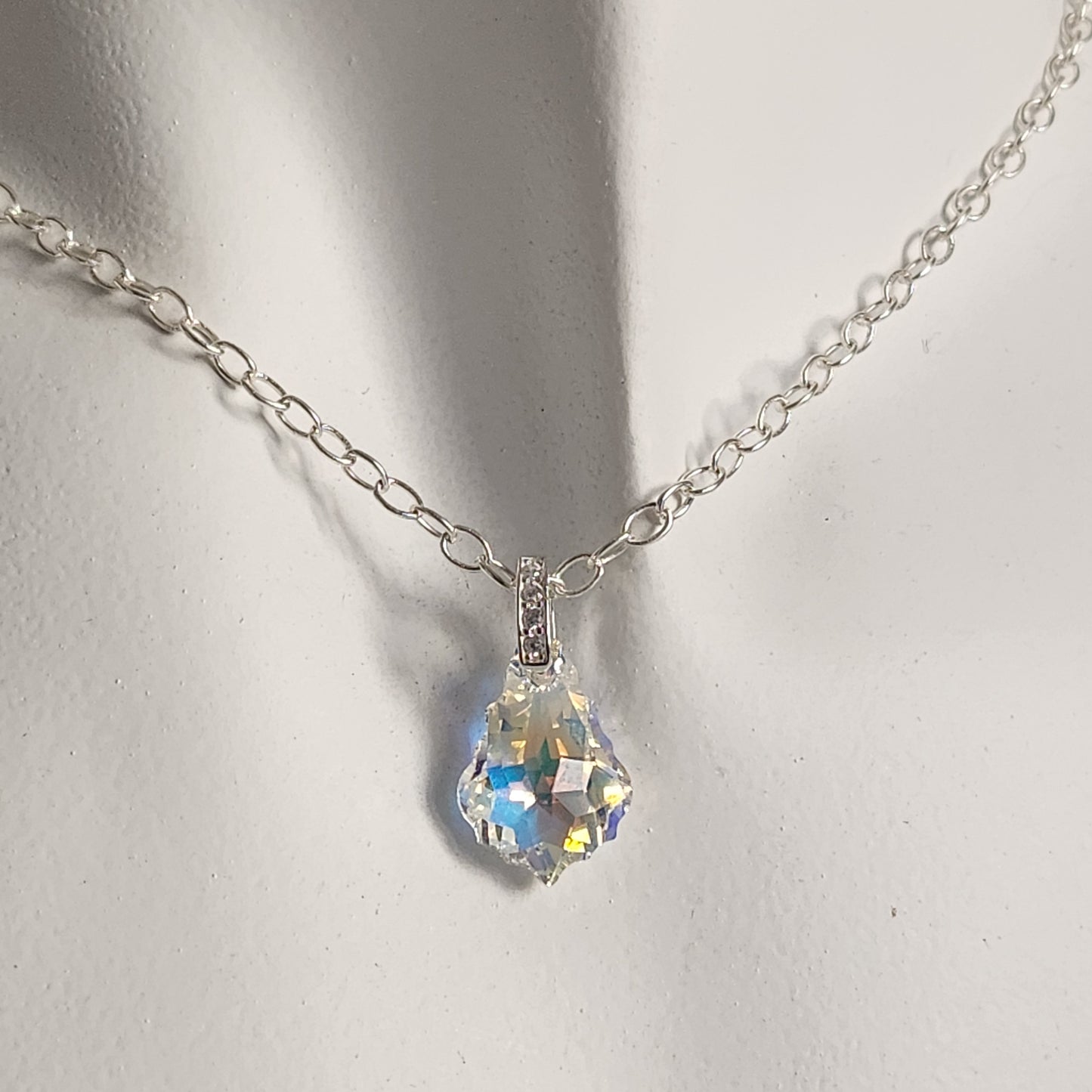 Collar BAROQUE 16mm Cristal Swarovski Elements Aurora Boreal Plata 925