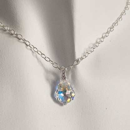 Collar BAROQUE 16mm Cristal Swarovski Elements Aurora Boreal Plata 925