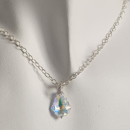 Collar BAROQUE 16mm Cristal Swarovski Elements Aurora Boreal Plata 925