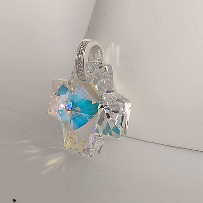 Dije Cristal Swarovski Elements Cruz Equilibrio Crystal Ab Plata 925