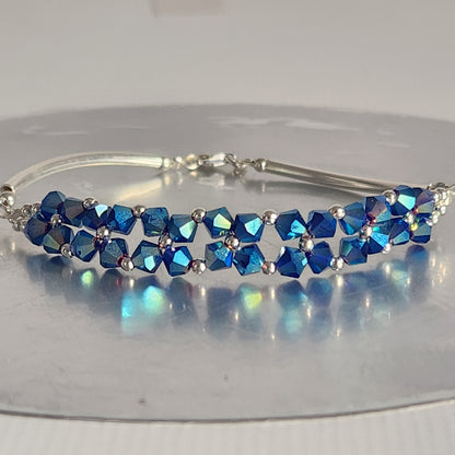 Pulsera FLOR Cristales Swarovski Elements 4mm Plata 925 Varios Colores