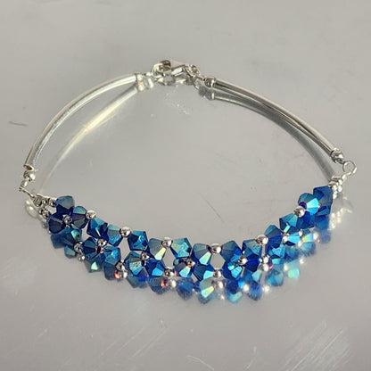 Pulsera FLOR Cristales Swarovski Elements 4mm Plata 925 Varios Colores
