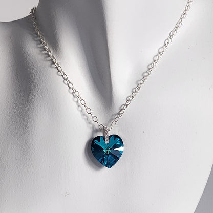 Collar Corazón Swarovski Elements 18mm Cadena Plata 925 Drop Varios Colores
