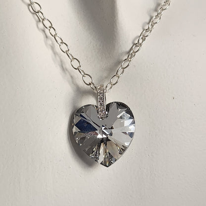 Collar Corazón Swarovski Elements 18mm Cadena Plata 925 Drop Varios Colores